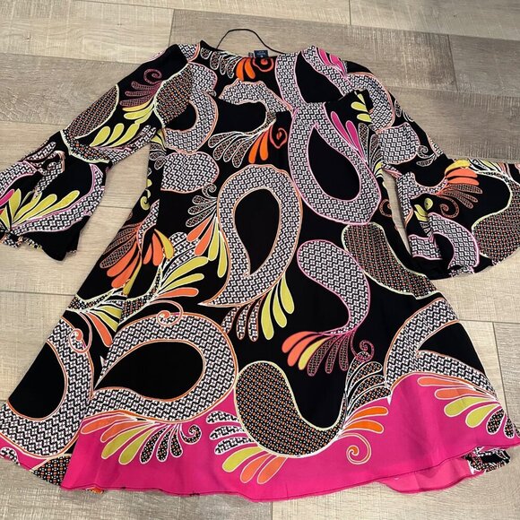 KAARI BLUE WOMENS RETRO DRESS BLACK AND PINK XS - Picture 7 of 7